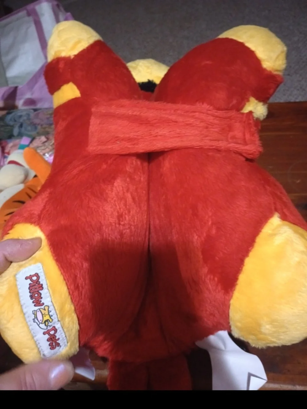 Red & Yellow Plush Team Mascot Pillow with Cap